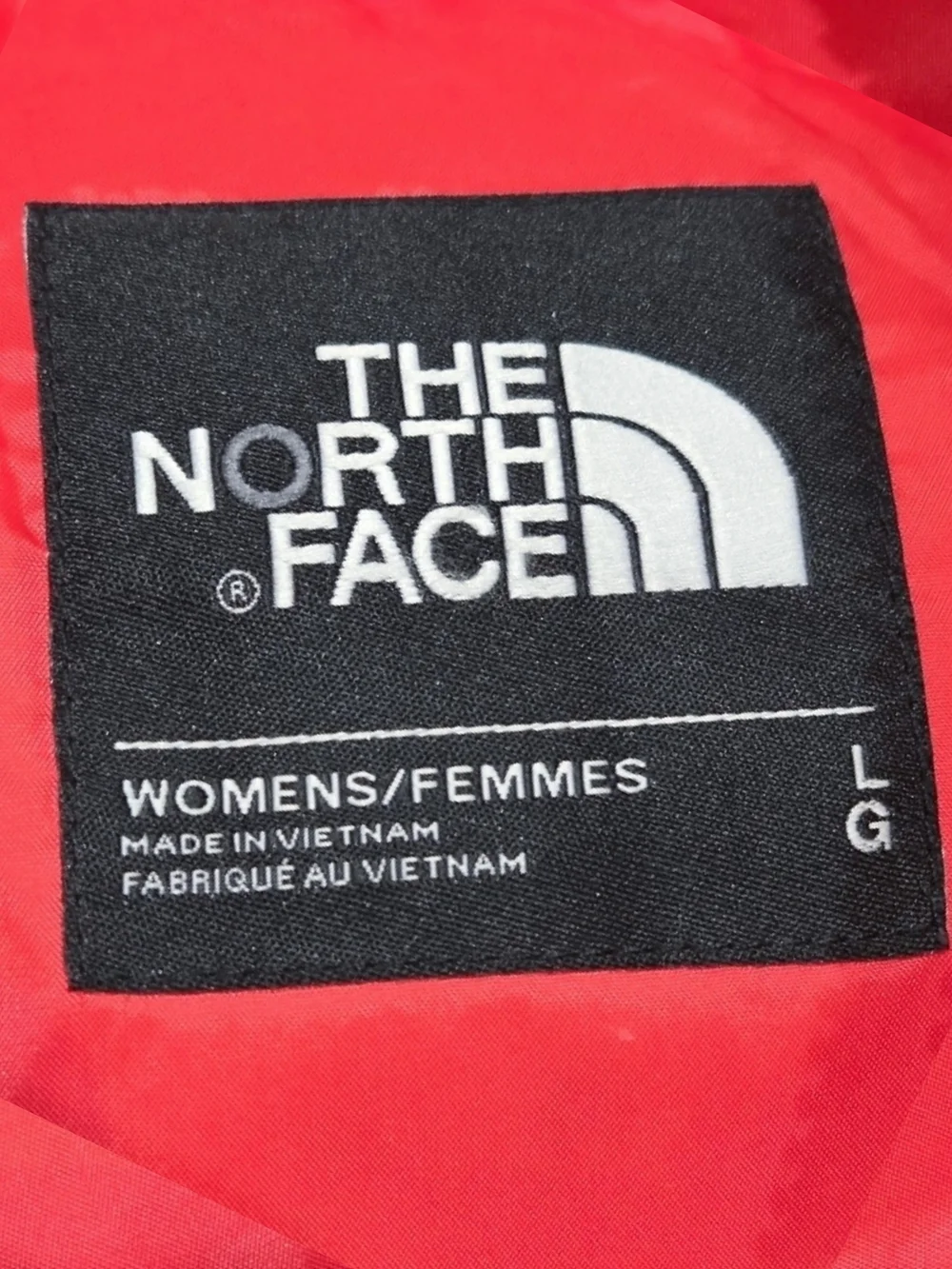 North Face Retro Plaid Vest Large Coral Red Orange Blue Down Puffer Womens Large